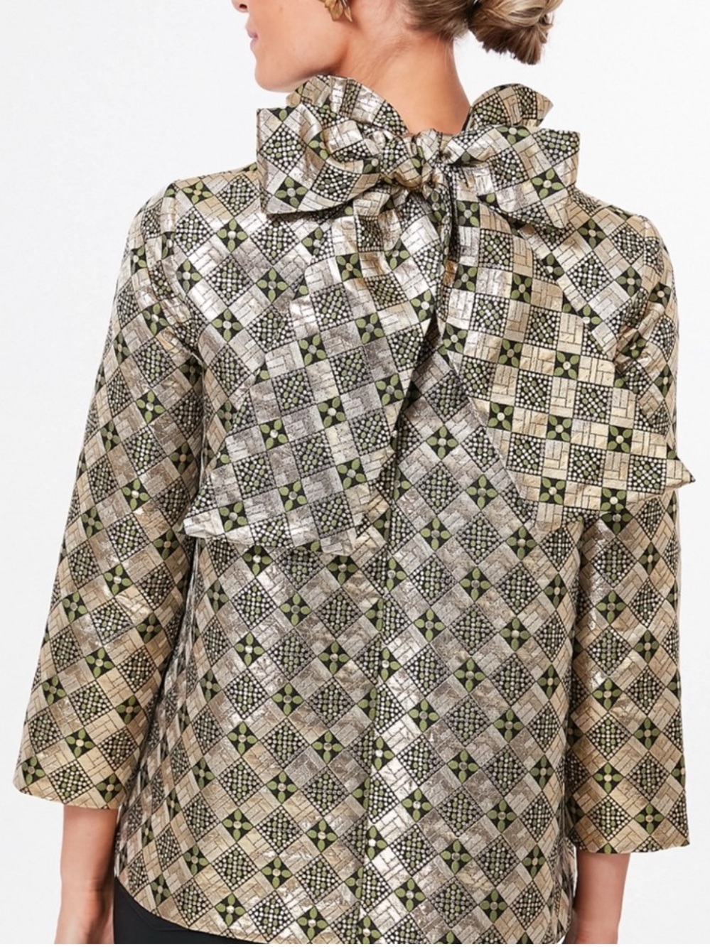 TUCKERNUCK Faye Blouse in Champaign Large with Bow Tie Back - Picture 4 of 7